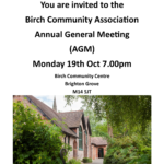 Birch Community Association AGM 19th Oct 7.00pm